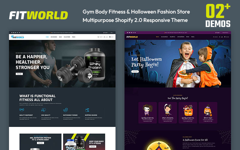 Fitworld – Gym Body Fitness & Halloween Fashion Store Víceúčelový Shopify 2.0 responzivní motiv