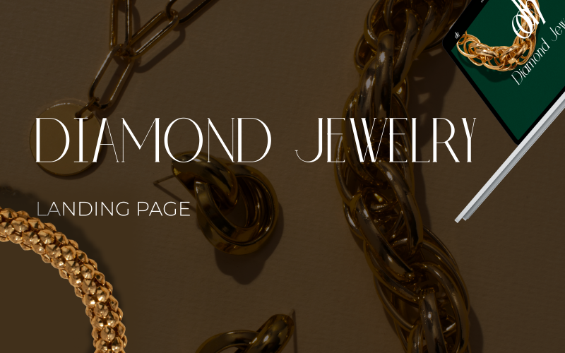 Прикраси з діамантами — цільова сторінка для шаблону інтерфейсу користувача ювелірних брендів