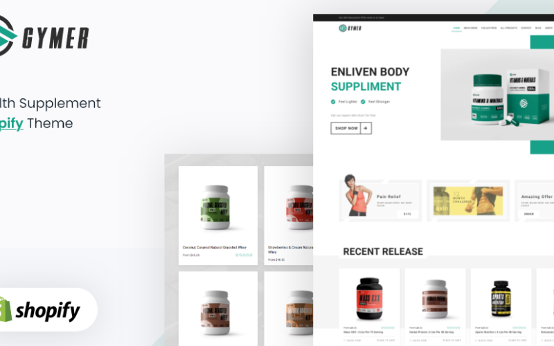 Gymer - Health Fitness yoga Medicijnsupplement Shopify Theme