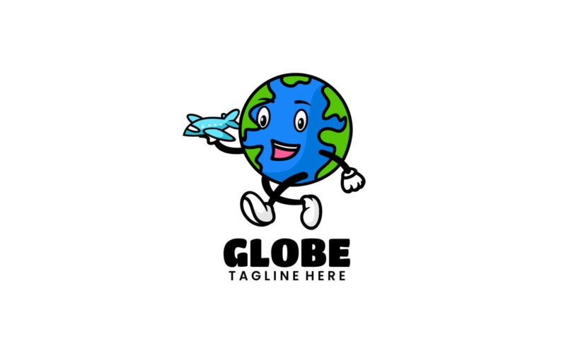 Logo de dessin animé de mascotte globe