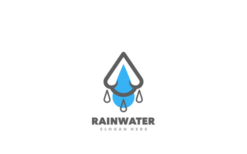 Modèle de logo simple d'eau de pluie
