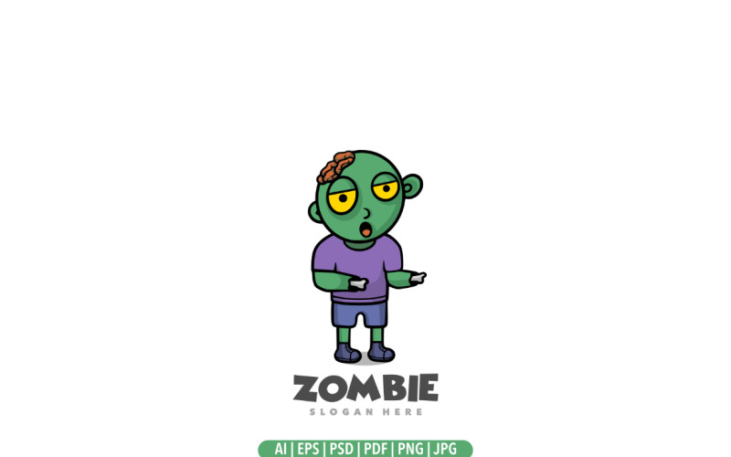 Modello di logo della mascotte dei bambini zombie