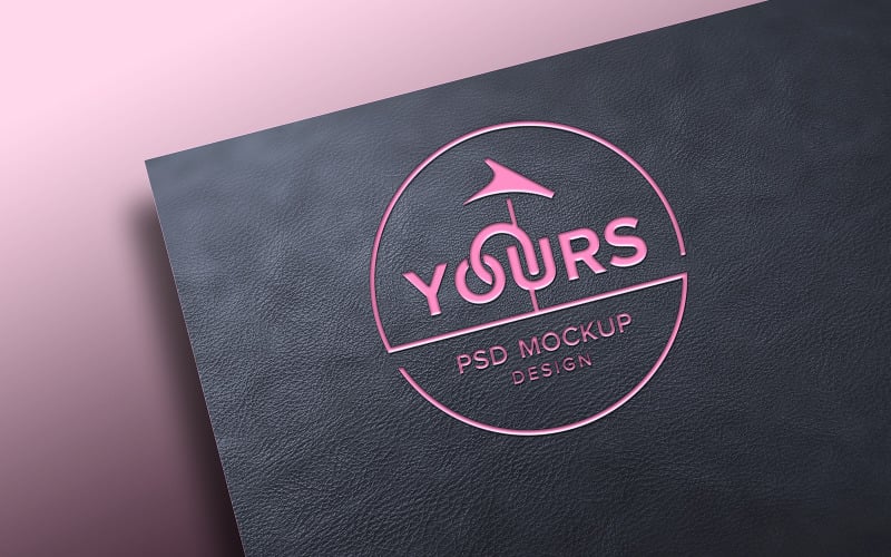 Pink color logo showcase mockup with embossed effect