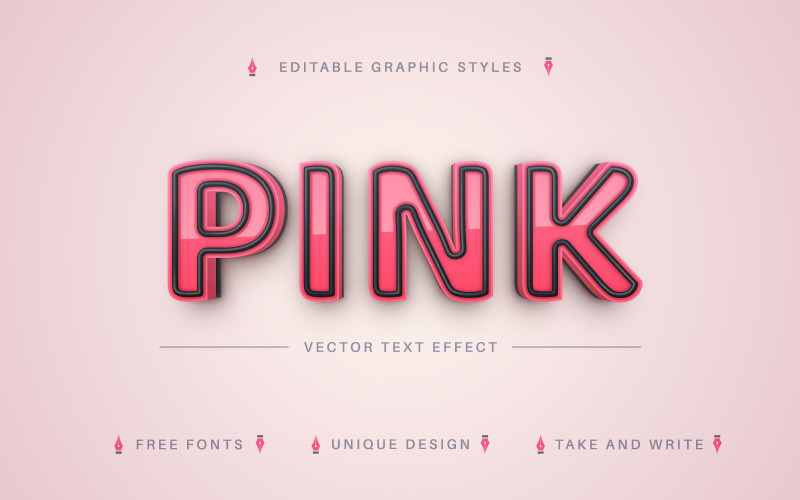 Pink Line - Editable Text Effect, Font Style