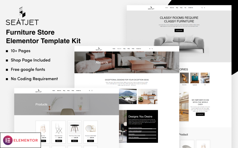 SeatJet - Meubelwinkel Elementor Template Kit