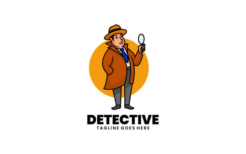 Detektiv maskot tecknad logotyp stil