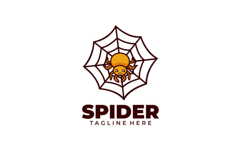 Estilo de logotipo de mascota simple de araña