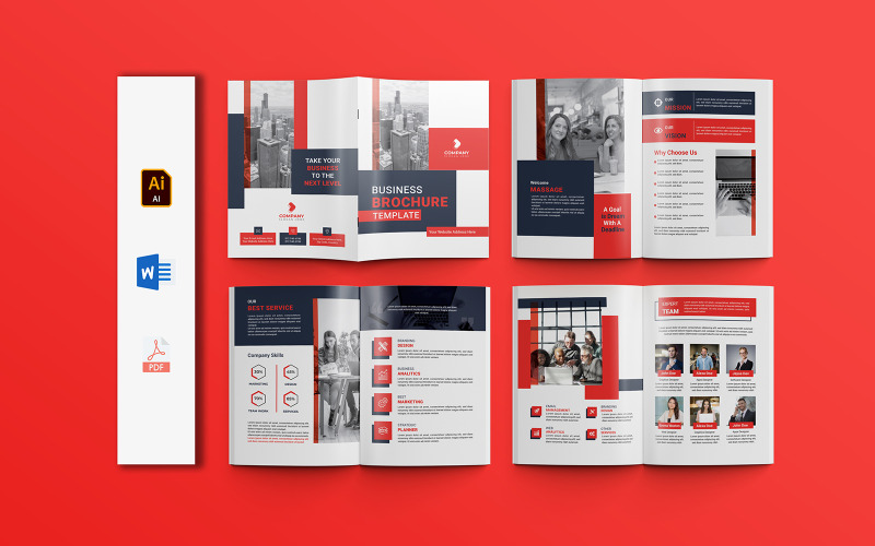 Modèle moderne de brochure commerciale polyvalente de 8 pages