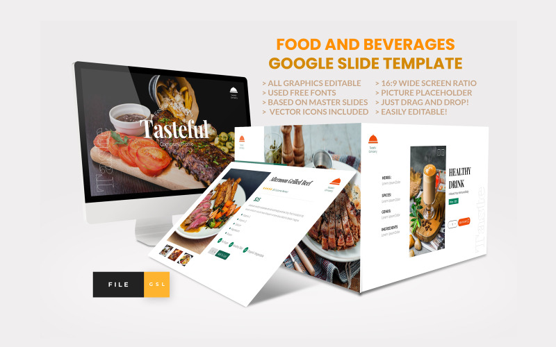 Plantilla de diapositiva de Google de alimentos y bebidas de perfil de empresa