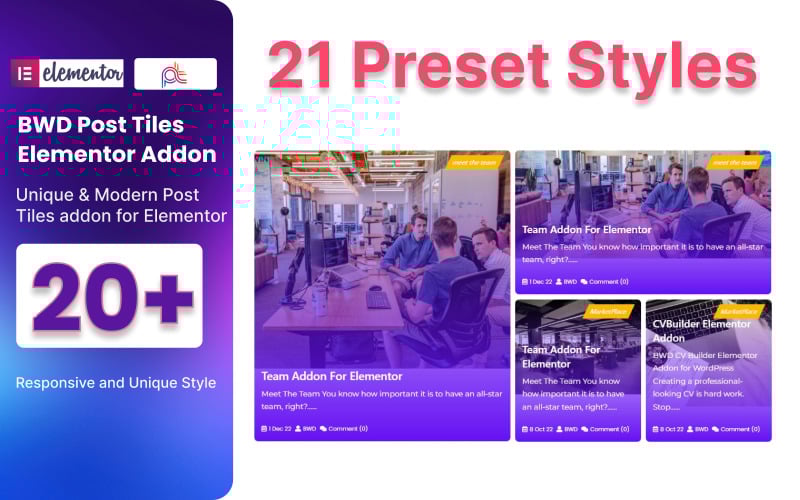 Blogový příspěvek dlaždice WordPress Plugin pro Elementor