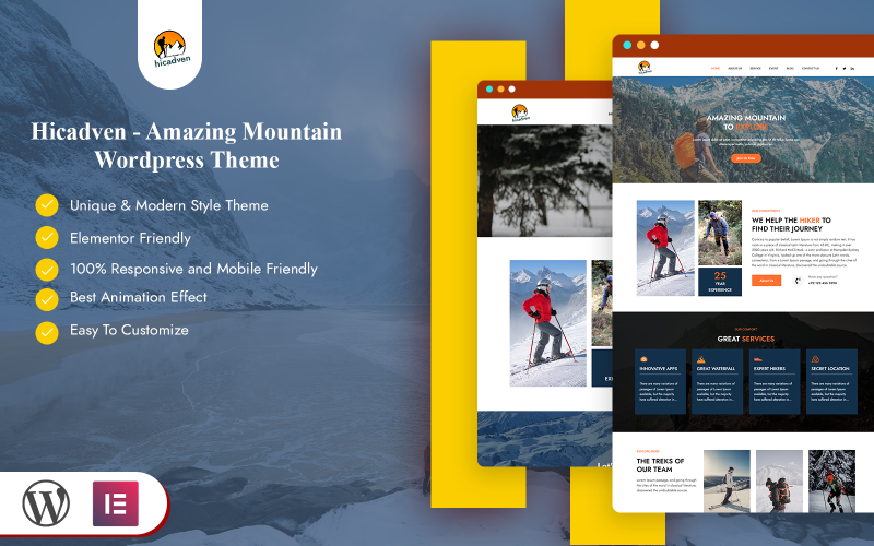 Hicadven - Increíble tema de WordPress de montaña