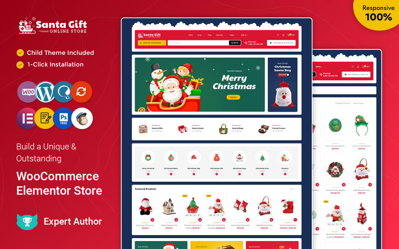 SantaGift – Karácsonyi ajándékok WooCommerce Elementor reszponzív téma