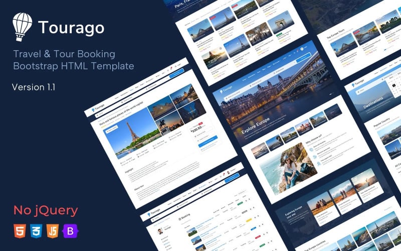Tourago - 旅游预订 Bootstrap HTML 模板