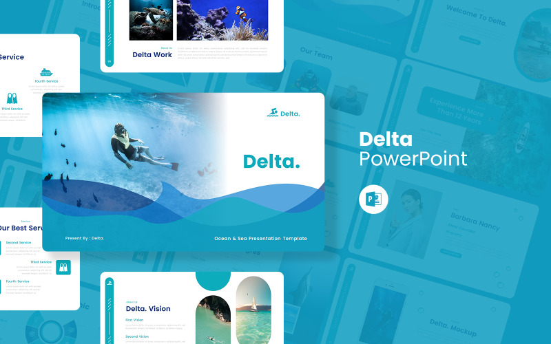 Delta - modelo de PowerPoint de apresentação de oceano e mar