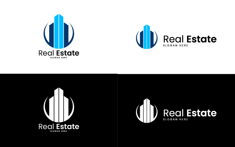 Design von Immobilien-Logo-Vorlagen mit Mondkonzept