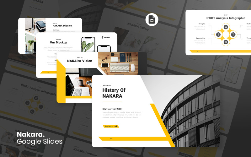 Nakara – Vállalati profil Google Diák sablon