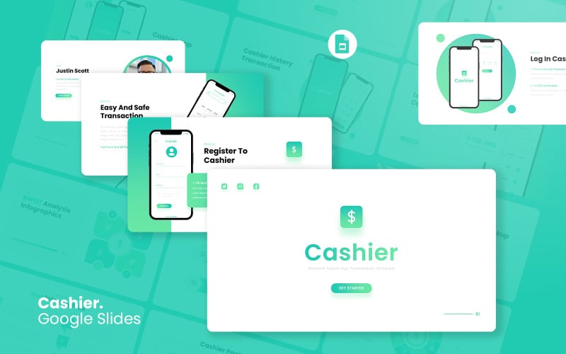 Pénztáros – Fizetési mobilalkalmazások Google Diák sablon