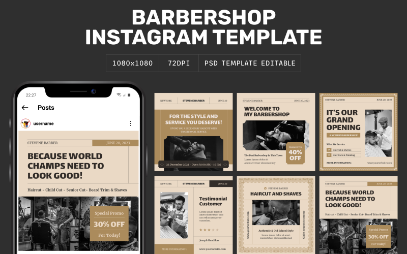 Plantilla de Instagram de barbería
