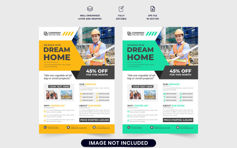 Home renovation flyer template vector