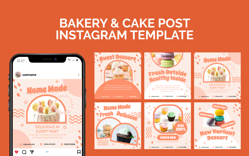 Пекарня и торт Post Шаблон Instagram