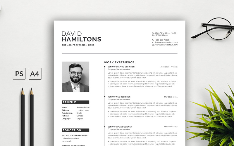 Conception de modèle de CV de CV de portefeuille propre