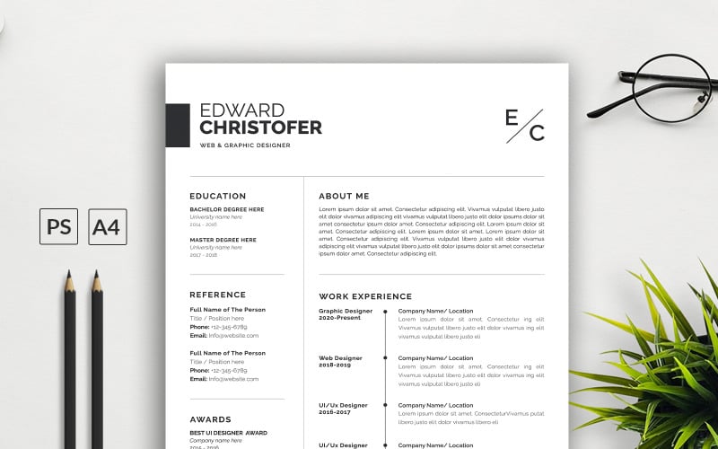 Czysty szablon CV dla projektanta