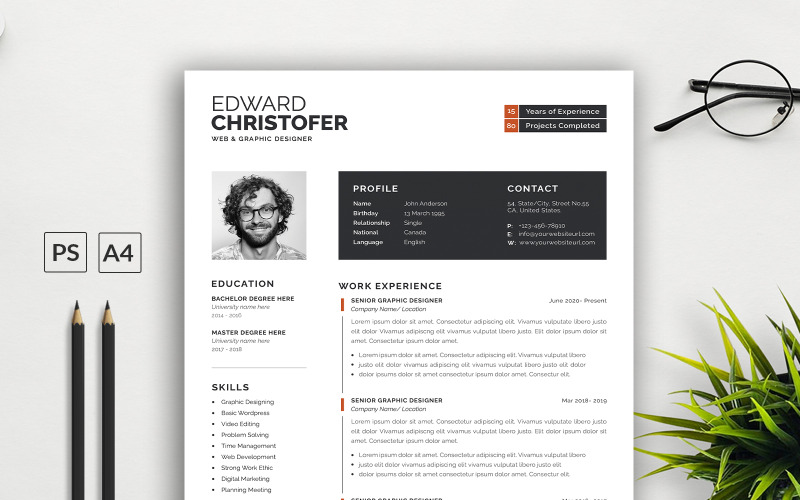 Moderne Lebenslaufvorlage für Designer