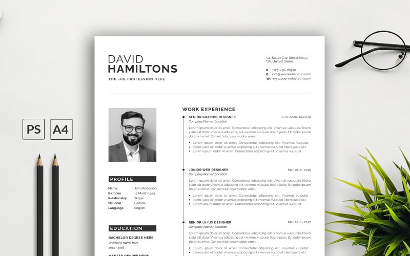 Sauberes Portfolio-Lebenslauf-CV-Vorlagendesign