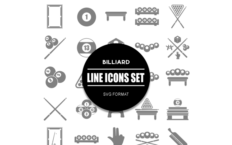 Billard Ikonuppsättning Biljard Pool ikoner Bundle