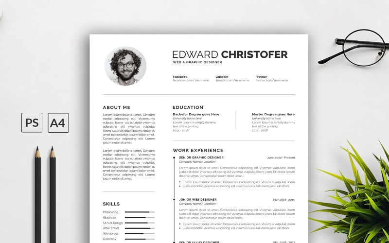 Disposition du modèle de CV de graphiste