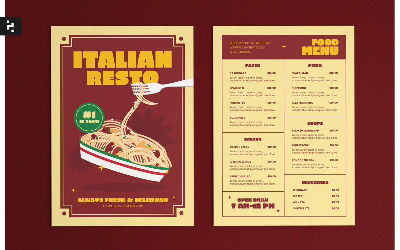 Italiensk restaurang meny kit mall