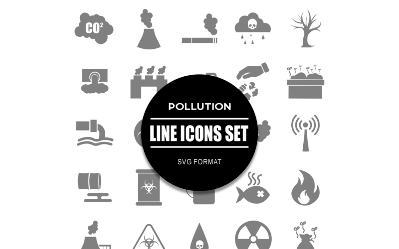 Paquete de iconos de conjunto de iconos de contaminación ambiental