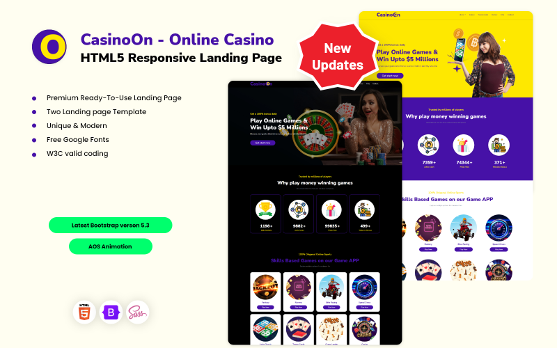 Pôquer - Jogos de Cassino Online, Modelo de Site Responsivo de