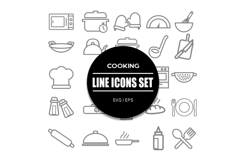 Conjunto de iconos de cocina Paquete de iconos de alimentos