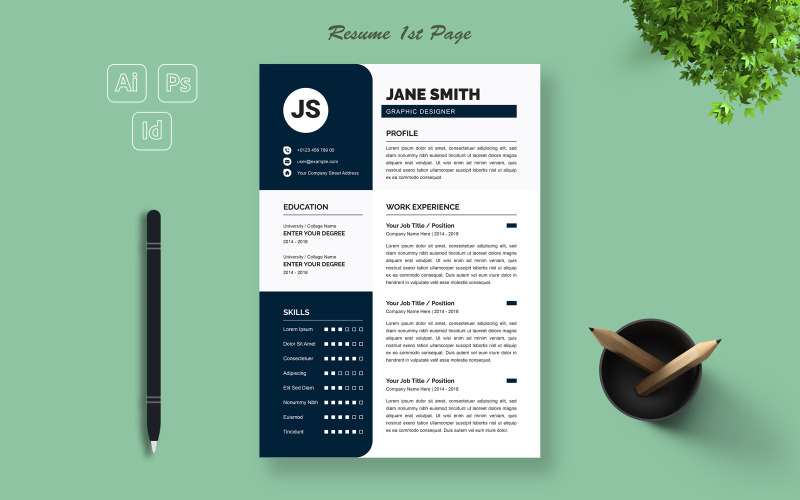 Curriculum Vitae Plantilla Diseño Color Azul