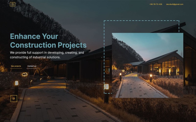 Decobuilt – цільова сторінка дизайну інтер’єру та будівництва