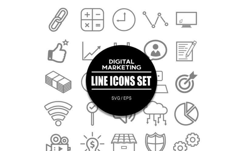 Digitale Marketing Icon Bundels Icons Set