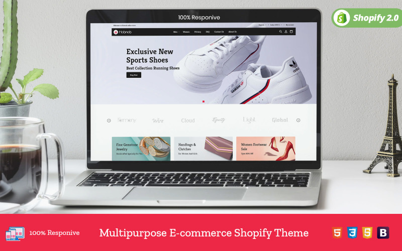 Diseñador de moda Hobnob: accesorios de zapatos de tela Shopify Premium Theme