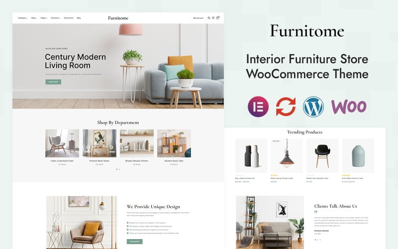 Furnitome - Elementor para decoração de interiores e casa Tema responsivo WooCommerce