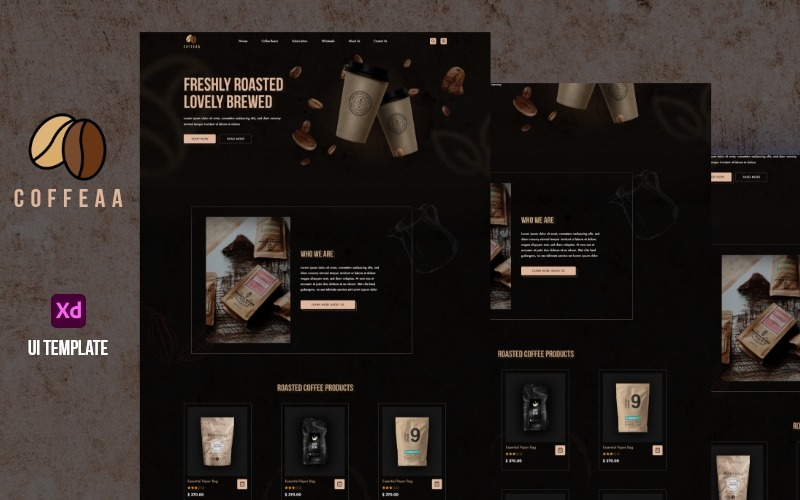 Modèle d'interface utilisateur Coffeaa - UI Adobe XD