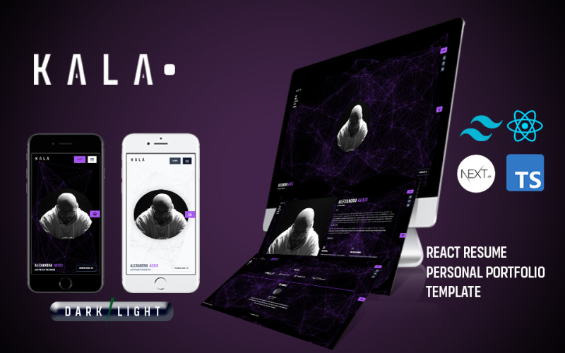 Modèle de site Web de portefeuille personnel Kala React