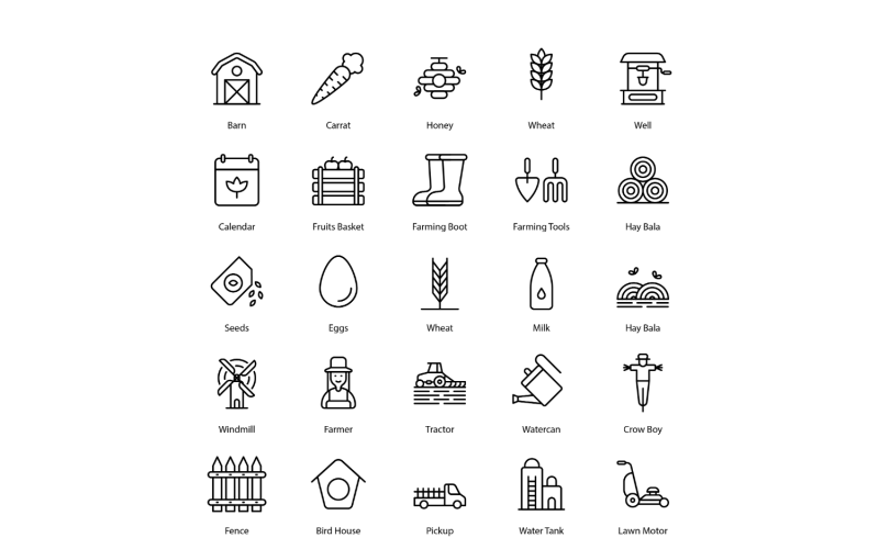 农业图标集 Farmer Icons Bundle