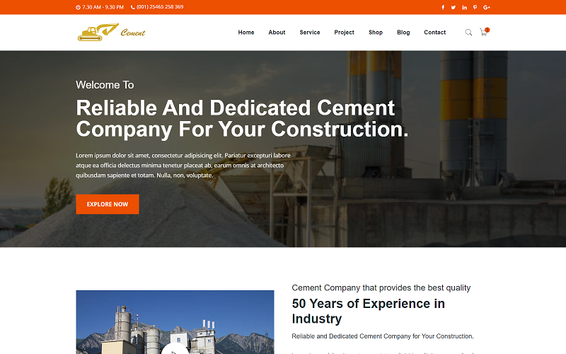 Plantilla HTML de fabricación de cemento