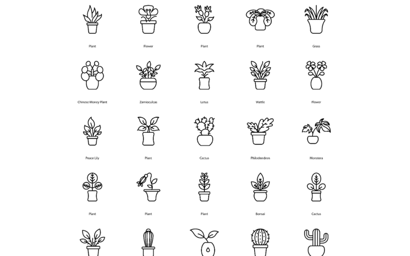Plants Icon set Flowers Icon Bundle