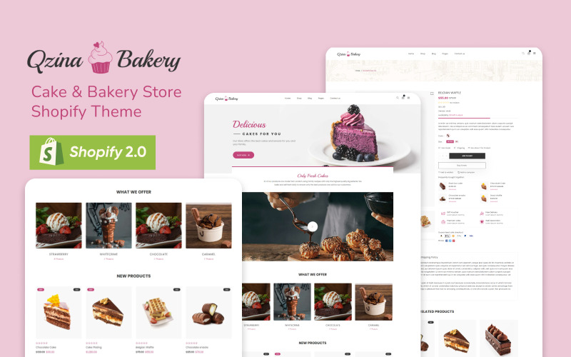 Qzina - Tienda de pasteles y panadería Shopify 2.0 Theme
