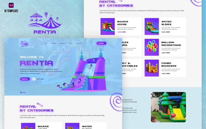 Шаблон пользовательского интерфейса Rentia — пользовательский интерфейс Adobe XD