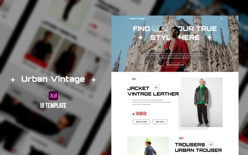 Urban Vintage UI Template - UI Adobe XD
