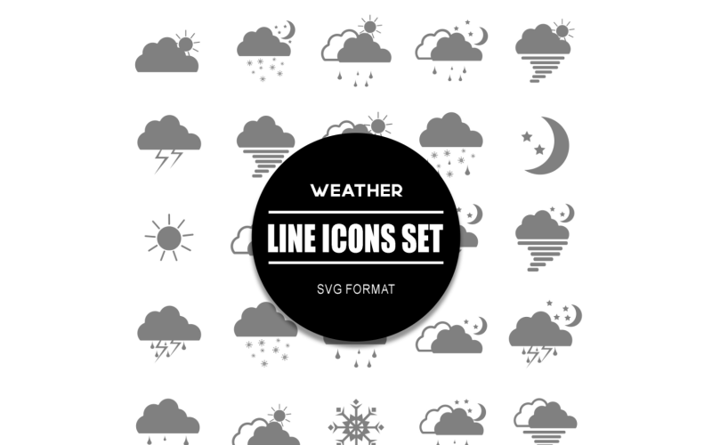 Weer Icon Set Wolken Pictogrammen Bundel