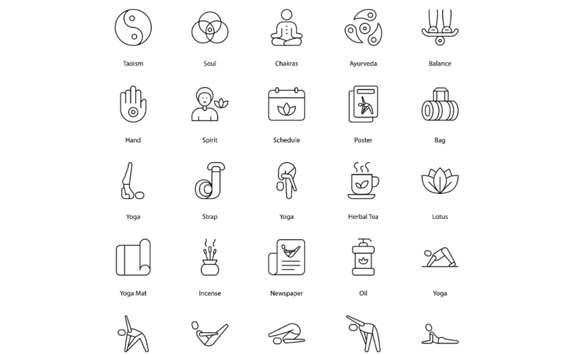 Yoga Icon Set Meditasyon Simgeleri Paketi