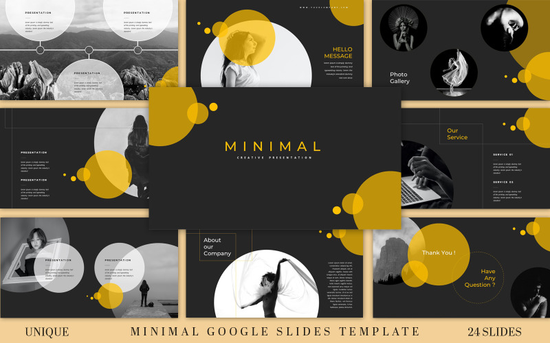 Черно-желтый минимальный креативный шаблон презентации Google Slides